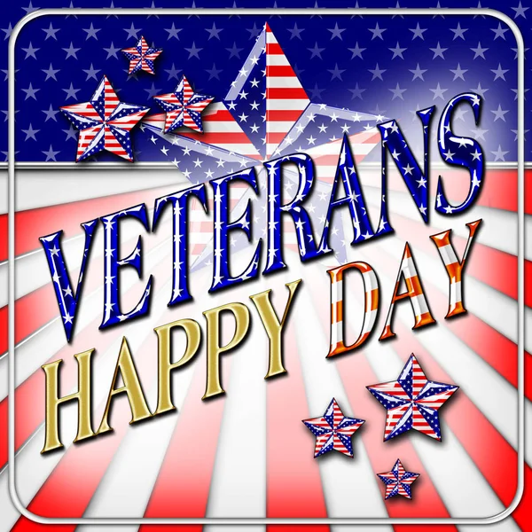 Stock Illustration - Happy Veterans Day, 3D Illustration, Honoring all who served, American holiday template. — Stock Photo, Image