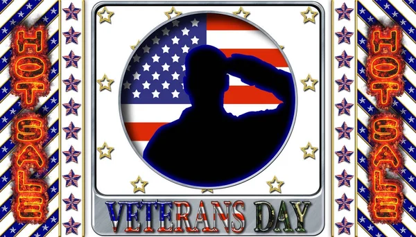 Buon giorno dei veterani, Vendita calda, Illustrazione 3D, Onorare tutti coloro che hanno servito, modello di vacanza americano . — Foto Stock