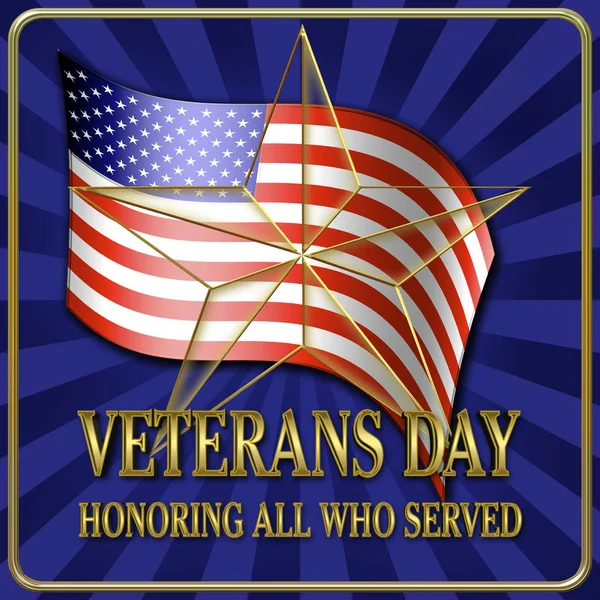 Stock Illustration - Veterans Day, 3D Illustration, Honoring all who served, American holiday template.