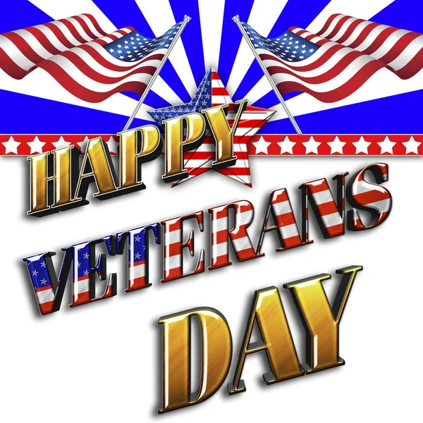 Stock Illustration - Happy Veterans Day, 3D Illustration, Honoring all who served, American holiday template.