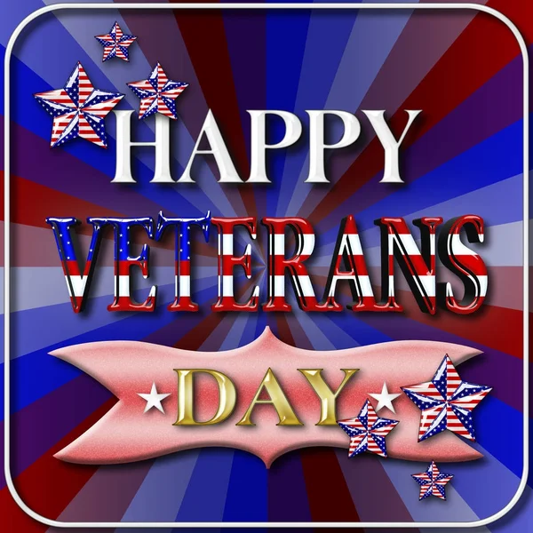 Stock Illustration - Happy Veterans Day, 3D Illustration, Honoring all who served, American holiday template. — Stock Photo, Image