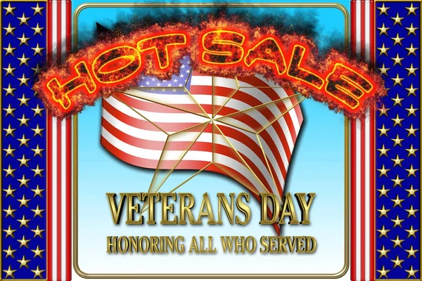 Happy Veterans Day, Hot Sale, 3D Illustration, Honoring all who served, American holiday template.