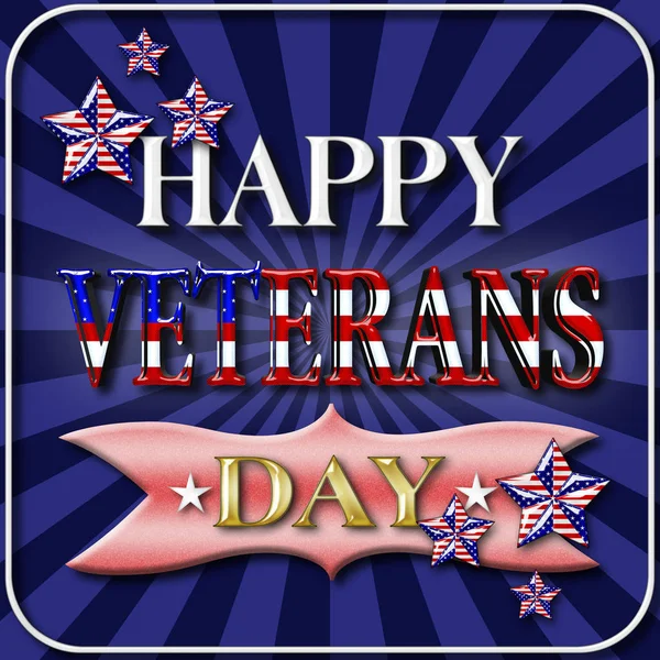 Stock Illustration - Happy Veterans Day, 3D Illustration, Honoring all who served, American holiday template. — Stock Photo, Image