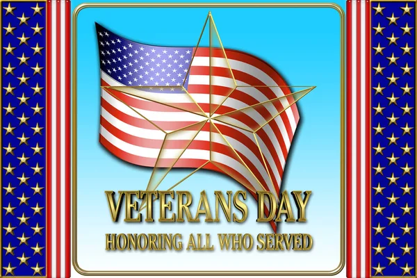 Stock Illustration - Veterans Day, 3D Illustration, Honoring all who served, American holiday template.