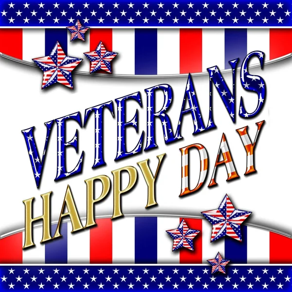 Stock Illustration - Happy Veterans Day, 3D Illustration, Honoring all who served, American holiday template.