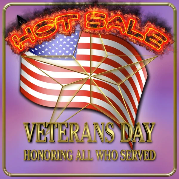 Happy Veterans Day, Hot Sale, 3D Illustration, Honoring all who served, American holiday template.