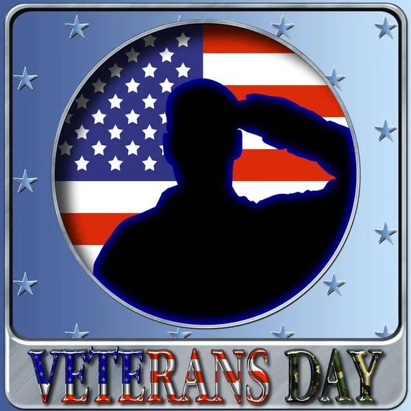 Stock Illustration - Veterans Day, 3D Illustration, Honoring all who served, American holiday template. — Stock Photo, Image