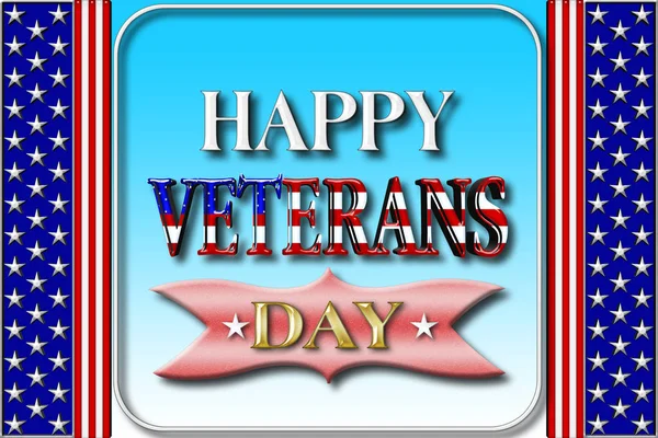 Stock Illustration - Happy Veterans Day, 3D Illustration, Honoring all who served, American holiday template. — Stock Photo, Image