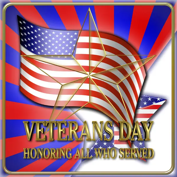 Stock Illustration - Veterans Day, 3D Illustration, Honoring all who served, American holiday template.