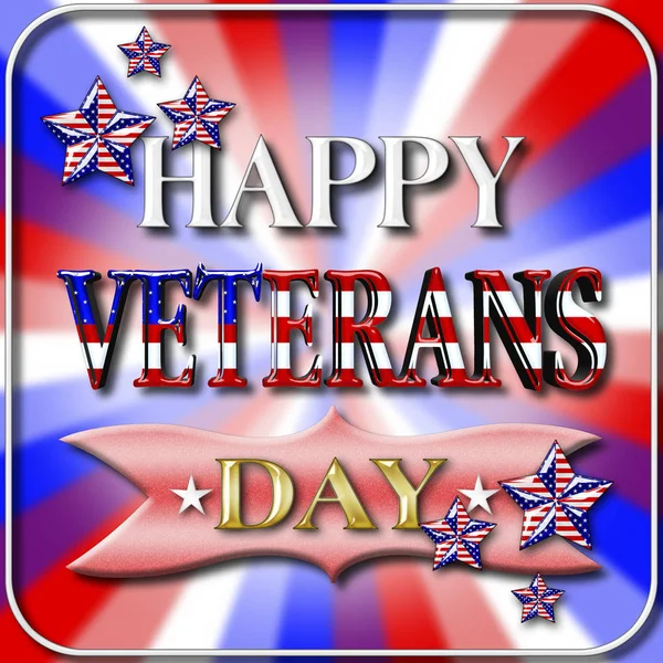 Stock Illustration - Happy Veterans Day, 3D Illustration, Honoring all who served, American holiday template. — Stock Photo, Image