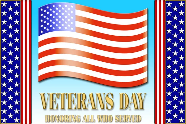 Illustrazione Stock - Veterans Day, Illustrazione 3D, Onorare tutti coloro che hanno servito, modello di vacanza americano . — Foto Stock