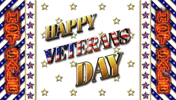 Happy Veterans Day, Hot Sale, 3D Illustration, Honoring all who served, American holiday template.