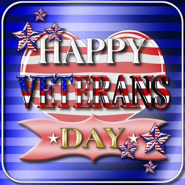 Stock Illustration - Happy Veterans Day, 3D Illustration, Honoring all who served, American holiday template. — Stock Photo, Image