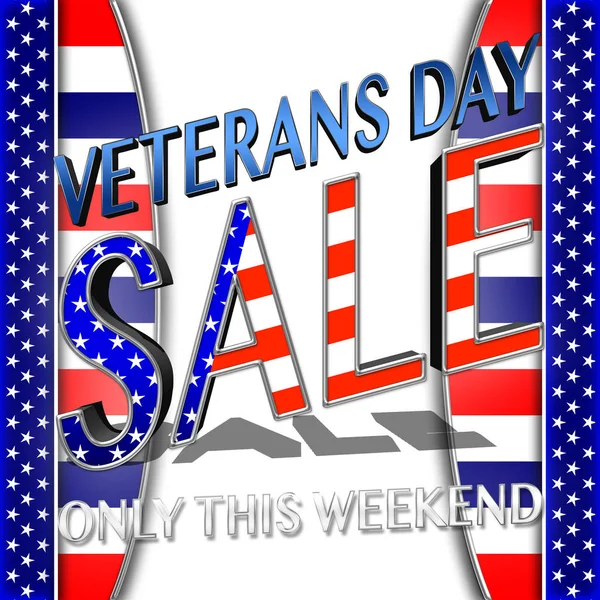 Happy Veterans Day, Hot Sale, 3D Illustration, Honoring all who served, American holiday template.