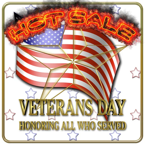 Happy Veterans Day, Hot Sale, 3D Illustration, Honoring all who served, American holiday template.