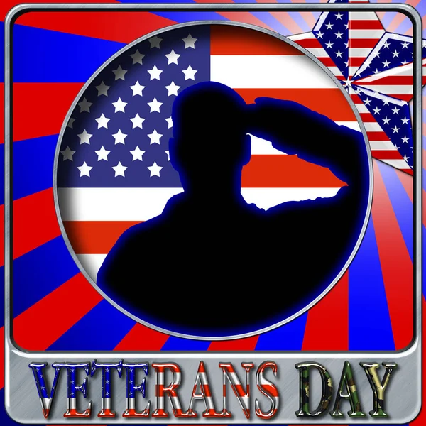 Stock Illustration - Veterans Day, 3D Illustration, Honoring all who served, American holiday template.