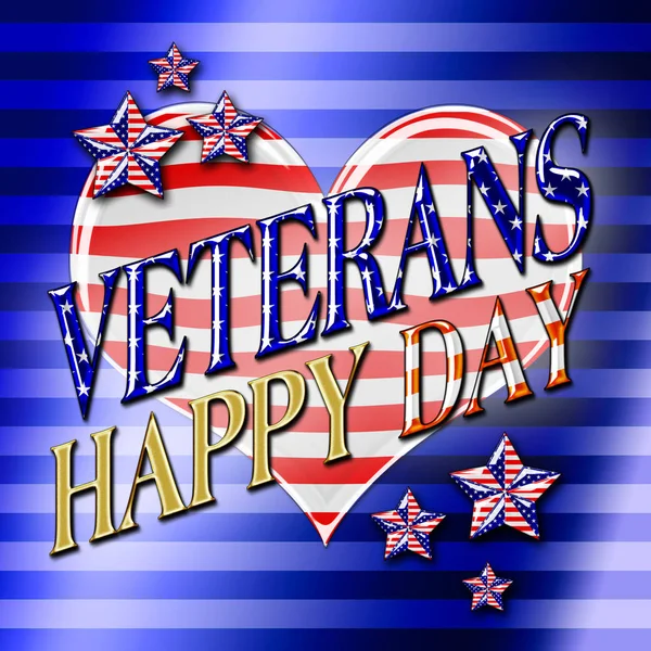 Stock Illustration Happy Veterans Day, 3D Illustration, Ære alle, der tjente, amerikansk ferie skabelon . - Stock-foto