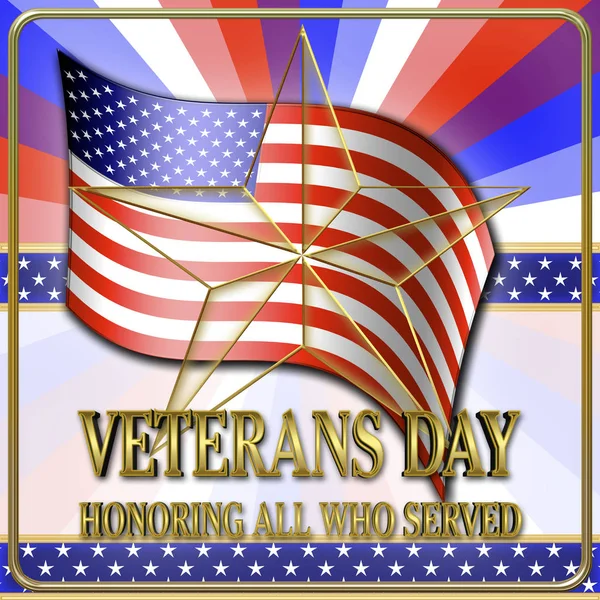 Stock Illustration - Veterans Day, 3D Illustration, Honoring all who served, American holiday template.