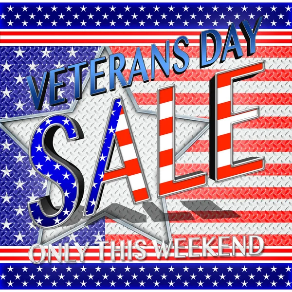 Stock Illustration - Veterans Day Sale, 3D Illustration, Honoring all who served, American holiday template.