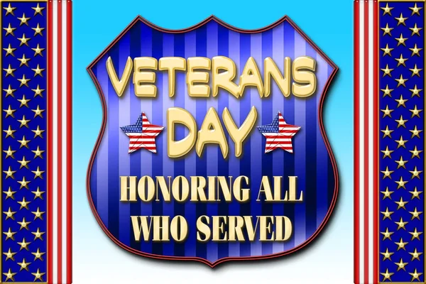 Stock Illustration - Veterans Day, 3D Illustration, Honoring all who served, American holiday template.