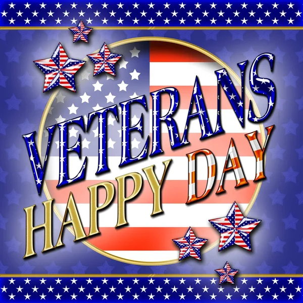 Stock Illustration - Happy Veterans Day, 3D Illustration, Honoring all who served, American holiday template.