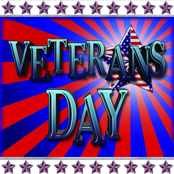 Illustrazione Stock - Veterans Day, Illustrazione 3D, Onorare tutti coloro che hanno servito, modello di vacanza americano . — Foto Stock