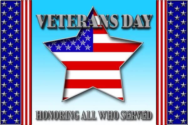 Stock Illustration - Veterans Day, 3D Illustration, Honoring all who served, American holiday template.