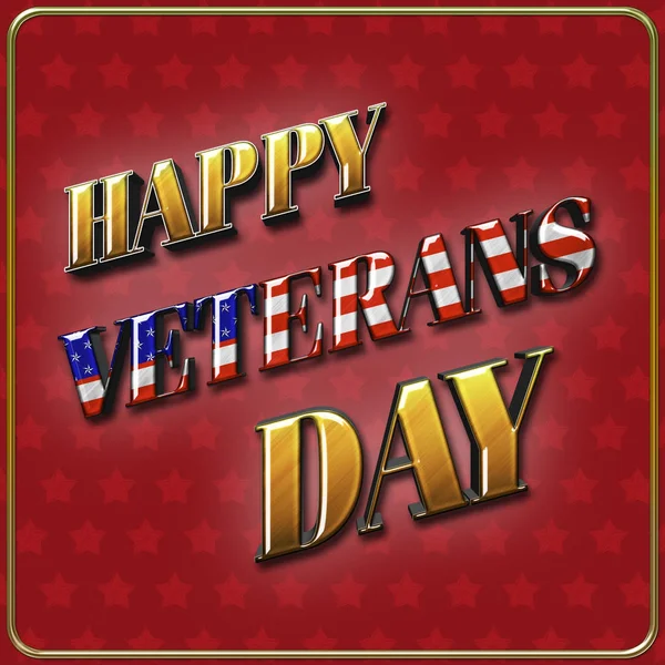 Stock Illustration - Happy Veterans Day, 3D Illustration, Honoring all who served, American holiday template. — Stock Photo, Image