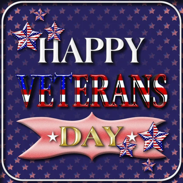 Stock Illustration - Happy Veterans Day, 3D Illustration, Honoring all who served, American holiday template. — Stock Photo, Image