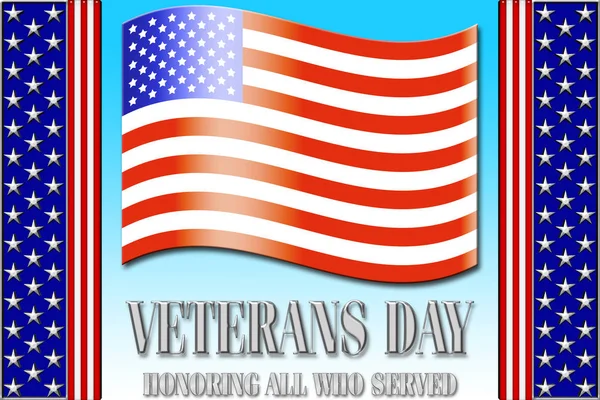 Stock Illustration - Veterans Day, 3D Illustration, Honoring all who served, American holiday template. — Stock Photo, Image