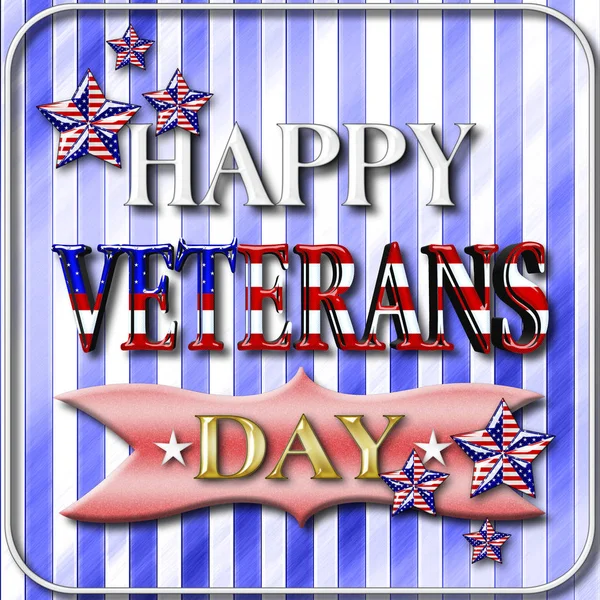 Illustration de stock - Happy Veterans Day, Illustration 3D, Hommage à tous ceux qui ont servi, Modèle de vacances américain . — Photo