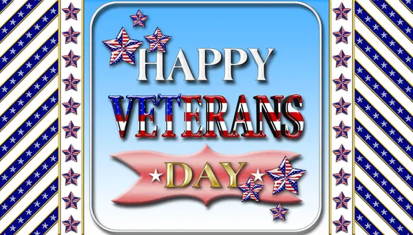 Stock Illustration - Happy Veterans Day, 3D Illustration, Honoring all who served, American holiday template. — Stock Photo, Image