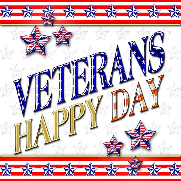 Stock Illustration - Happy Veterans Day, 3D Illustration, Honoring all who served, American holiday template.