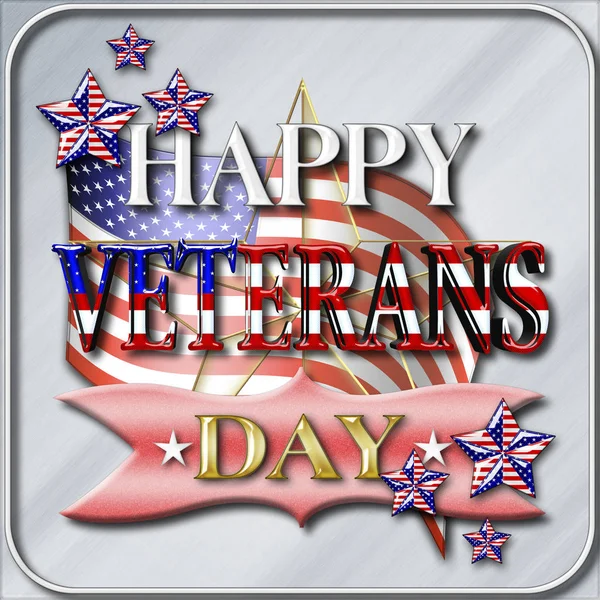 Stock Illustration - Happy Veterans Day, 3D Illustration, Honoring all who served, American holiday template. — Stock Photo, Image