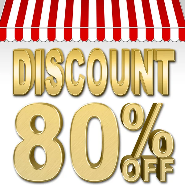 Фондовые индексы - Golden 80 Percent Off, Golden Discount, Белый фон, 3D . — стоковое фото