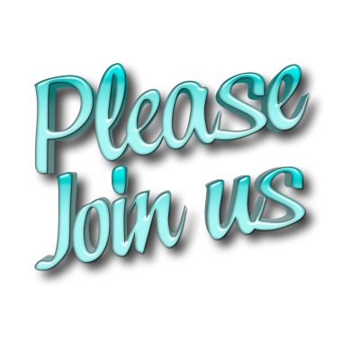 Hisse senedi illüstrasyon - mavi lütfen bize katılın, 3d resim, beyaz arka plan.