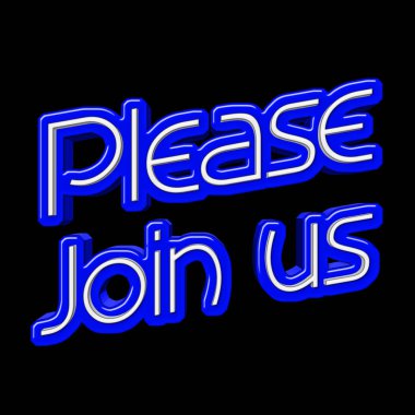 Hisse senedi illüstrasyon - mavi lütfen bize katılın, 3d resim, siyah arka plan.