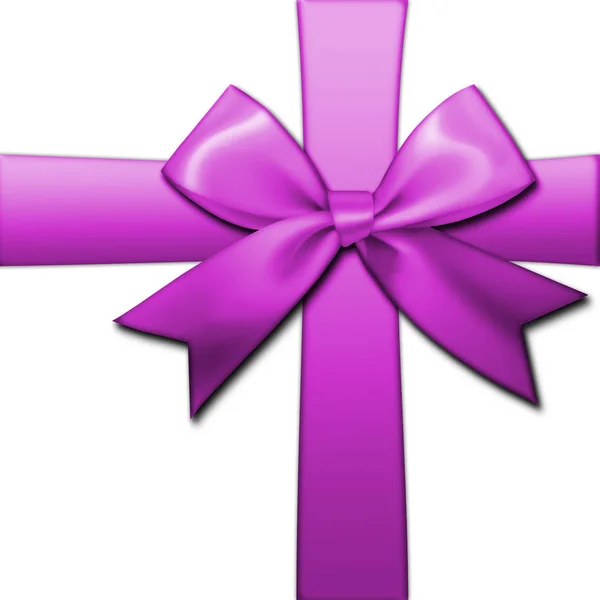 Ilustración de stock - Envoltura de regalo brillante presente, Cinta y arco rosa, Ilustración 3D, Fondo blanco . — Foto de Stock