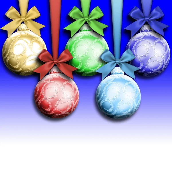 Stock Illustratie - lege kopie ruimte, gekleurde Kerst ornamenten, 3d illustratie, Marine Gradient achtergrond. — Stockfoto