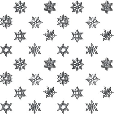 Hisse senedi illüstrasyon - kesintisiz, gümüş kar taneleri, 3d resim, beyaz arka plan.