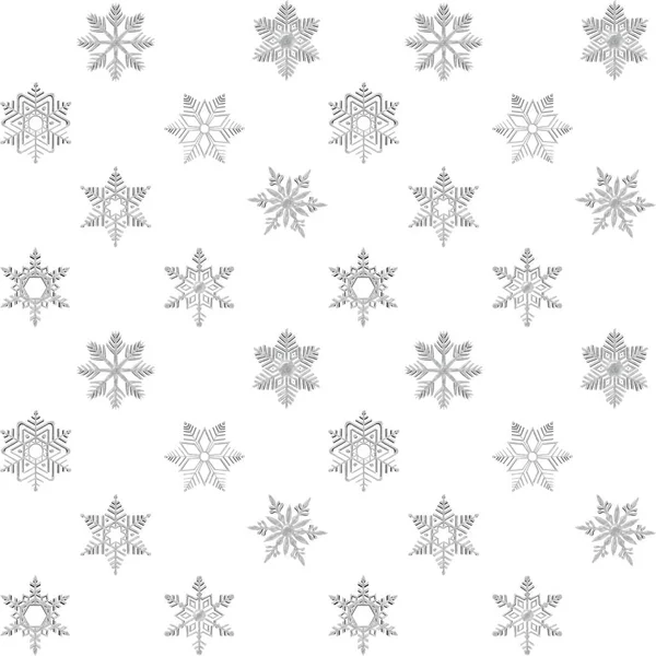 Ilustração de estoque - Sem costura, Flocos de neve brancos, Ilustração 3D, Fundo branco . — Fotografia de Stock
