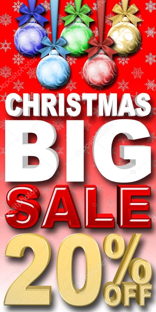 Ilustración de Stock Golden 20 Porcentage Off, White Christmas BIG