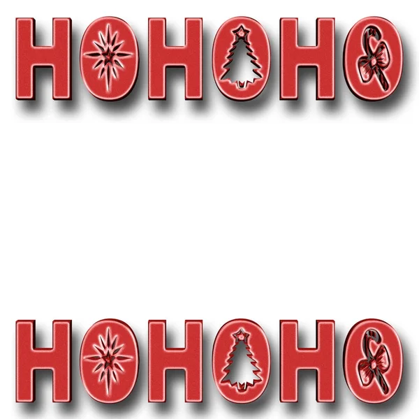 Illustrazione Stock - HOHOHO rosso glitter, sfondo di Natale, Illustrazione 3D, sfondo bianco . — Foto Stock