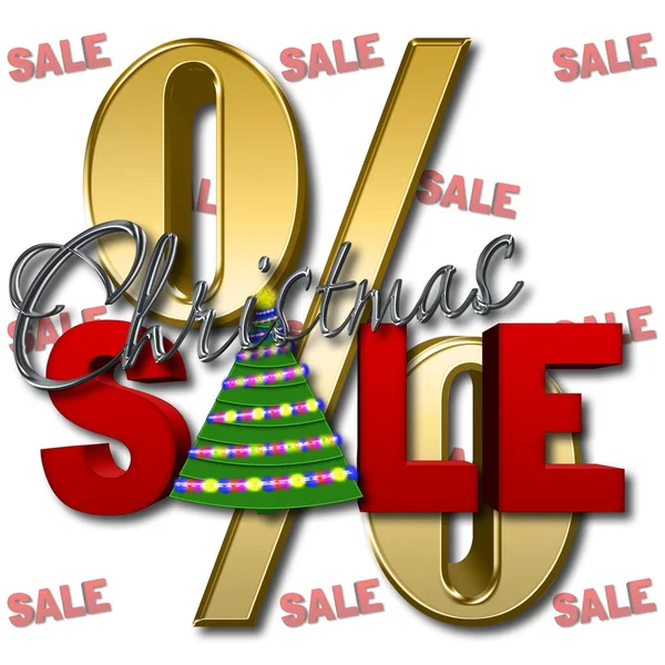 白い背景で隔離されたストック イラスト - 金属クリスマス、レッドの販売、黄金のパーセント記号、3 d、. — ストック写真