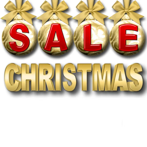Aktienillustration - goldener Weihnachtsverkauf, roter Verkauf, fetter leuchtend roter Text, 3D-Illustration mit Schatten, weißer Hintergrund. — Stockfoto