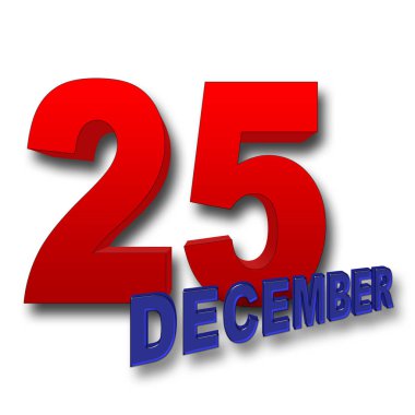 İllüstrasyon - kırmızı kalın 25, mavi kalın Aralık, 3d resim, beyaz arka plan stok.