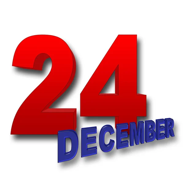 재고 일러스트 레이 션-빨간색 굵은 24, 파란색 굵게 12 월, 3d 그림, 흰색 배경. — 스톡 사진