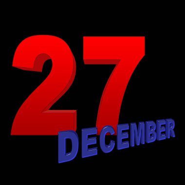 İllüstrasyon - kırmızı kalın 27, mavi kalın Aralık, 3d resim, siyah arka plan stok.