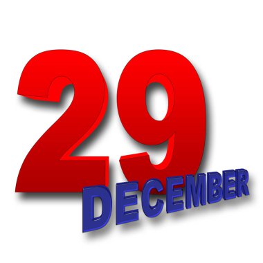 İllüstrasyon - kırmızı kalın 29, mavi kalın Aralık, 3d resim, beyaz arka plan stok.