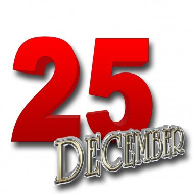 İllüstrasyon - kırmızı kalın 25, altın kalın Aralık, 3d resim, beyaz arka plan stok.